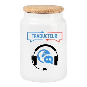 Traducteur - Boîte à biscuits avec couvercle en bois - blanc - Devant