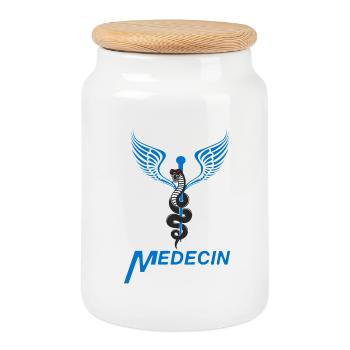 Médecin - Boîte à biscuits avec couvercle en bois - blanc - Devant