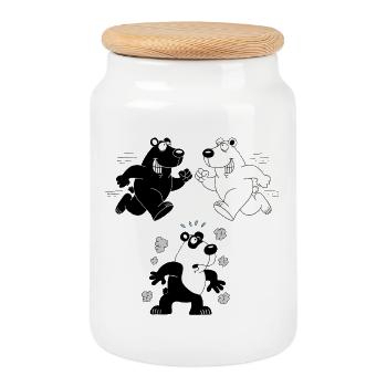 Birth of the panda - Cookie Jar with Wooden Lid - white - Front