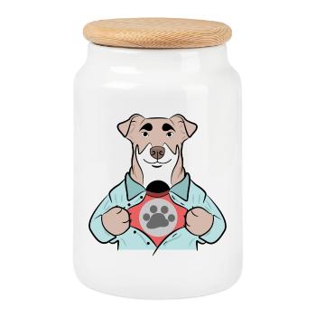 Animal préféré: Chien, peluche, animaux domestiques, animal de compagnie - Boîte à biscuits avec couvercle en bois - blanc - Devant
