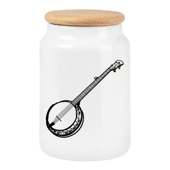 Banjo Skizze - Keksdose mit Holzdeckel - Weiß - Vorne