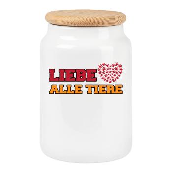 Heart Statement I Love Pets Favorite Animal - Cookie Jar with Wooden Lid - white - Front