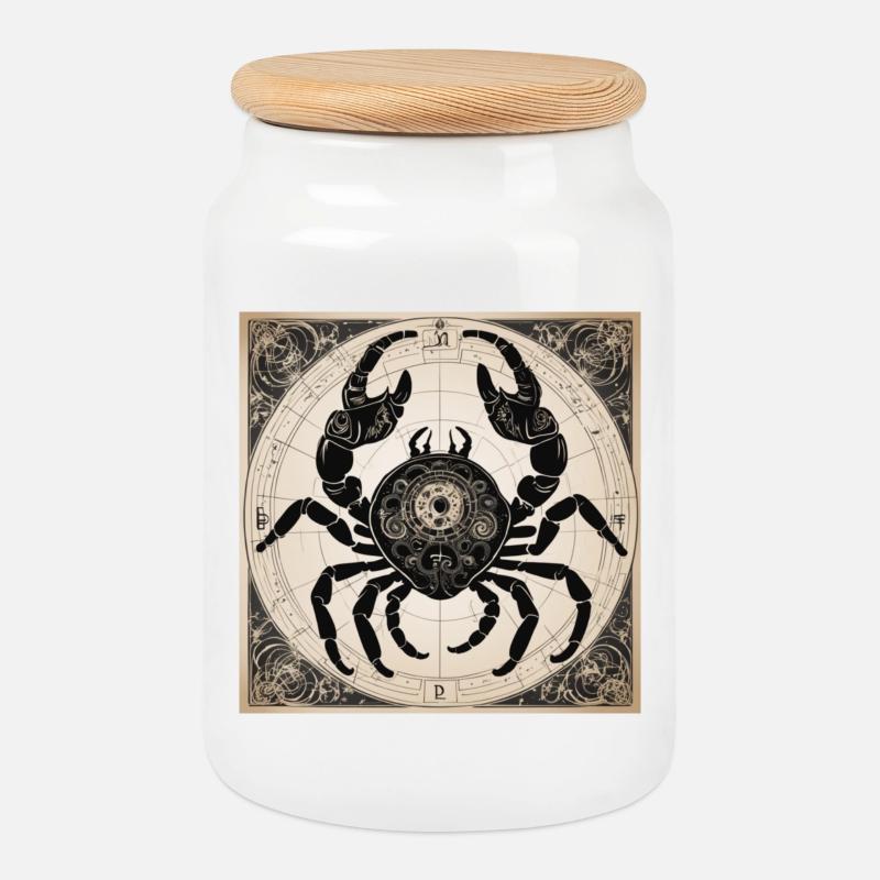 Zodiac Cancer - Keksdose mit Holzdeckel - Weiß