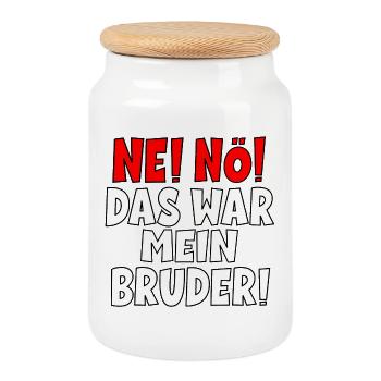 SCHULD BRUDER - Keksdose mit Holzdeckel - Weiß - Vorne