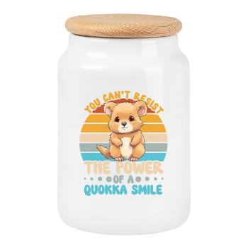 The power of quokka - smiles - Cookie Jar with Wooden Lid - white - Front