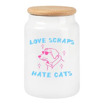 Déclaration du chat animal préféré des animaux de compagnie - Boîte à biscuits avec couvercle en bois - blanc - Devant