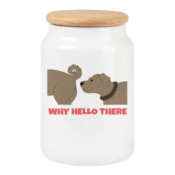 Dog Statement Cuddly Toy Pet Pet - Cookie Jar with Wooden Lid - white - Front