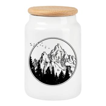 Adventure Awaits - Cookie Jar with Wooden Lid - white - Front
