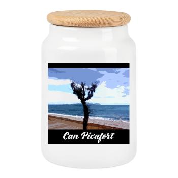Can Picafort - Mallorca - Keksdose mit Holzdeckel - Weiß - Vorne