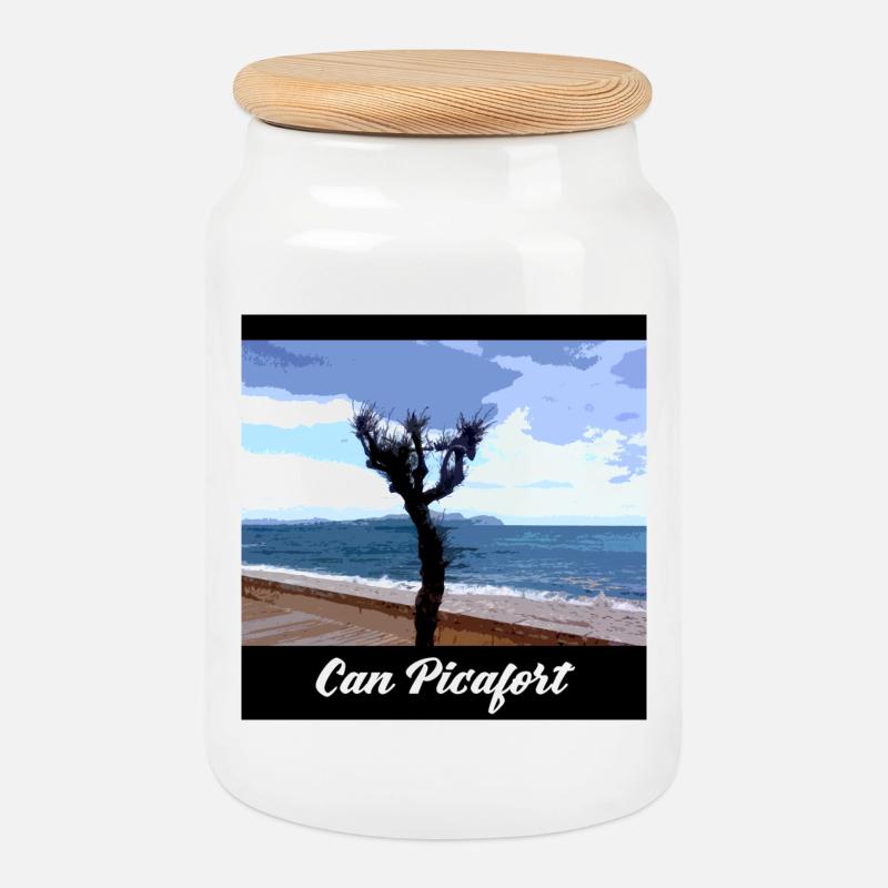 Can Picafort - Mallorca - Keksdose mit Holzdeckel - Weiß