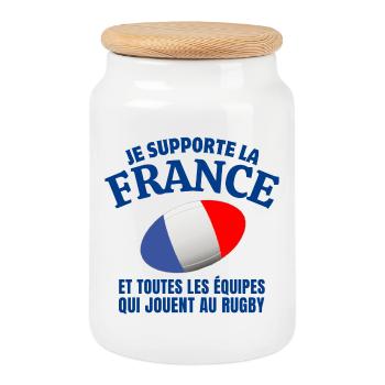 rugby, rugby sport, match de rugby - Boîte à biscuits avec couvercle en bois - blanc - Devant