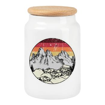 Aventure tout-terrain Retro Ridge - Boîte à biscuits avec couvercle en bois - blanc - Devant
