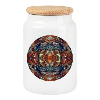 Natur Mandala Jordanien bunter Fels - Keksdose mit Holzdeckel - Weiß - Vorne