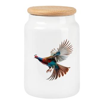Fasan Geschenk Vogel Natur Tier Rebhuhn Wachtel - Keksdose mit Holzdeckel - Weiß - Vorne