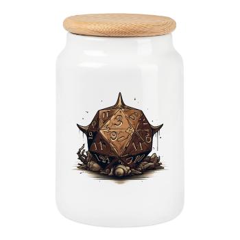 Barbarians W20 With Horns Fantasy RPG Shirt - Cookie Jar with Wooden Lid - white - Front