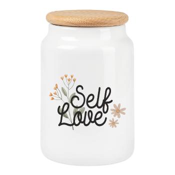 Amour de soi - Boîte à biscuits avec couvercle en bois - blanc - Devant