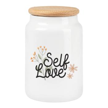 Amour de soi - Boîte à biscuits avec couvercle en bois - blanc - Devant