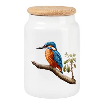 Eisvogel Und Kingfisher Design Für Vogelfreunde - Keksdose mit Holzdeckel - Weiß - Vorne