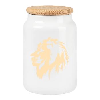 King of the Cats (sand) - Cookie Jar with Wooden Lid - white - Front