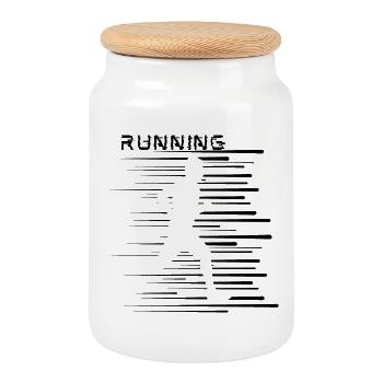 Running einfach aktiv Laufen coole Streifen - Keksdose mit Holzdeckel - Weiß - Vorne