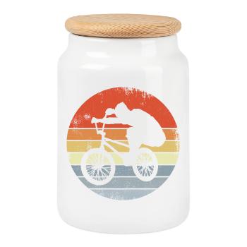 Vintage BMX Fahrer - Keksdose mit Holzdeckel - Weiß - Vorne