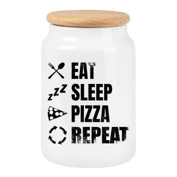 Amateurs de pizza - Boîte à biscuits avec couvercle en bois - blanc - Devant