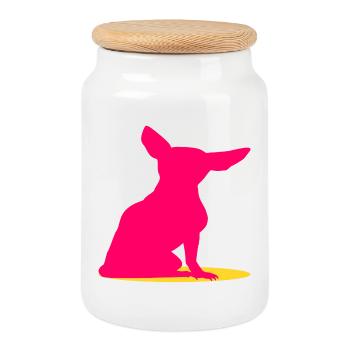 Chihuahua Chiens ROSE - Boîte à biscuits avec couvercle en bois - blanc - Devant