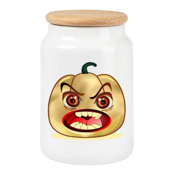 COSTUMES DE VISAGE DE CITROUILLE D’HALLOWEEN - Boîte à biscuits avec couvercle en bois - blanc - Devant