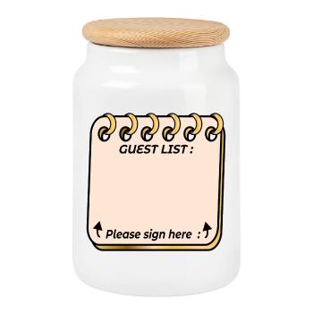 Guest List Party Celebration Memories - Cookie Jar with Wooden Lid - white - Front