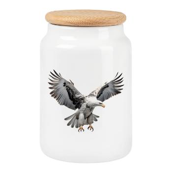 Eagle Majestic Bird of Prey Golden Eagle - Cookie Jar with Wooden Lid - white - Front
