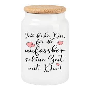 UNFASSBARE DANKBARKEIT ZEIT MIR DIR SPRÜCHE - Keksdose mit Holzdeckel - Weiß - Vorne