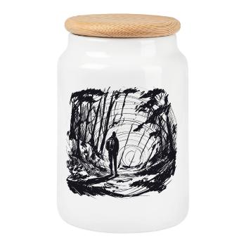 Allons quelque part - Boîte à biscuits avec couvercle en bois - blanc - Devant
