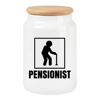 Pensionist Ruhestand Statement Lebensabend Pension - Keksdose mit Holzdeckel - Weiß - Vorne