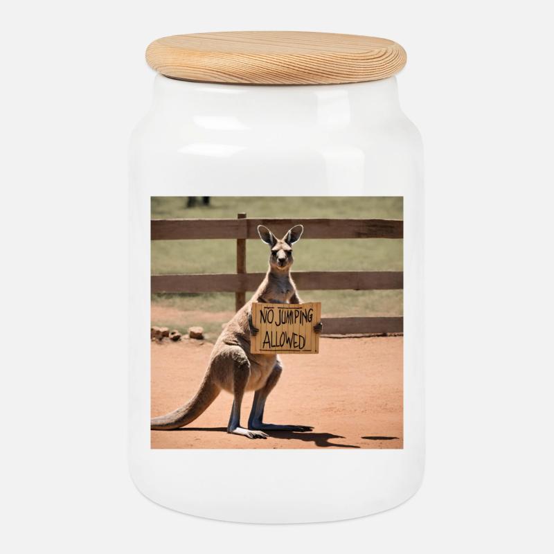 Kangaroo Meme Design - Printflow - Keksdose mit Holzdeckel - Weiß