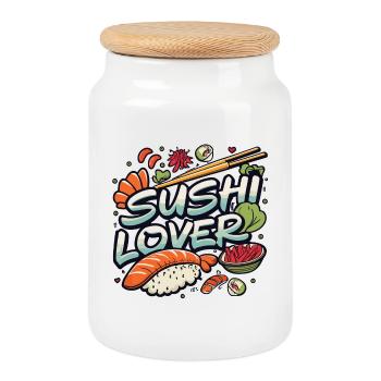 Sushi Lover - Cookie Jar with Wooden Lid - white - Front