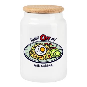 Fass mein Nasi Goreng nicht an! - Keksdose mit Holzdeckel - Weiß - Vorne