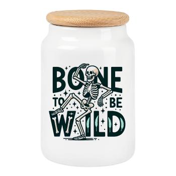 Bone to be wild - Cookie Jar with Wooden Lid - white - Front