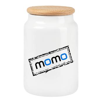 Momo - Cookie Jar with Wooden Lid - white - Front
