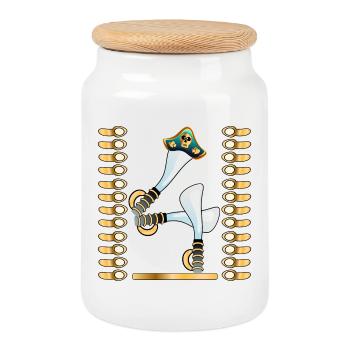 4th Children's Birthday Party - FOUR Years Old Pirates - Cookie Jar with Wooden Lid - white - Front
