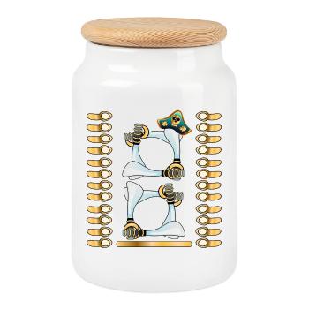 8th Children's Birthday Party - 8 Years Old - PIRATES - EIGHT - Cookie Jar with Wooden Lid - white - Front