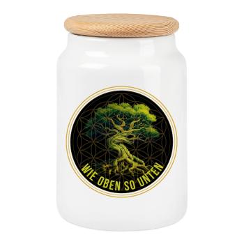Yggdrasil Hermétique Mystique Arbre de la Sagesse Design - Boîte à biscuits avec couvercle en bois - blanc - Devant