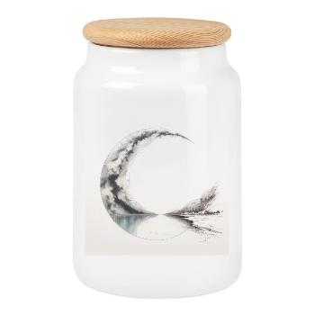 Zeichnungsposter einer surrealen Landschaft - Keksdose mit Holzdeckel - Weiß - Vorne