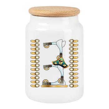 3rd Children's Birthday Party - NUMBER THREE - PIRATES - Cookie Jar with Wooden Lid - white - Front