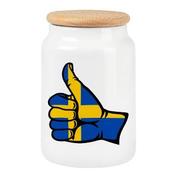 Schweden Flagge alles klar Symbol - Keksdose mit Holzdeckel - Weiß - Vorne
