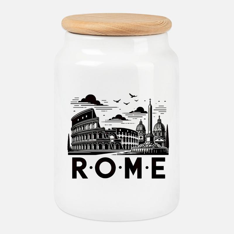 Rome - Cookie Jar with Wooden Lid - white