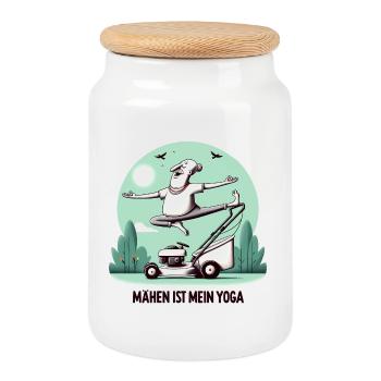 Tondre, c’est mon yoga - Boîte à biscuits avec couvercle en bois - blanc - Devant