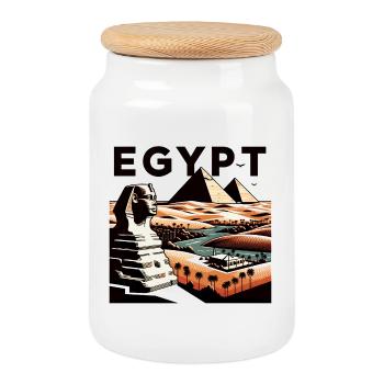 Égypte - Boîte à biscuits avec couvercle en bois - blanc - Devant