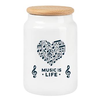 Music is life - Cookie Jar with Wooden Lid - white - Front