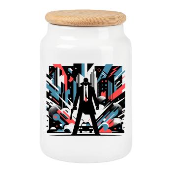 City Chaos - Cookie Jar with Wooden Lid - white - Front