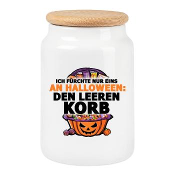Halloween Print für mehr Süßes - Keksdose mit Holzdeckel - Weiß - Vorne